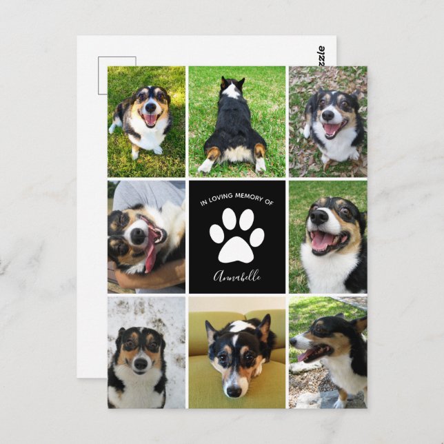 Pet Memorial Custom Dog Collage In Loving Memory Postcard (Front/Back)