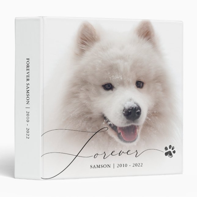 Pet Memorial Custom Photo Dog Paw Print Scrapbook Binder (Front/Spine)