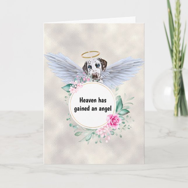 Pet memorial Dalmatian dog angel wings poem Card (Front)