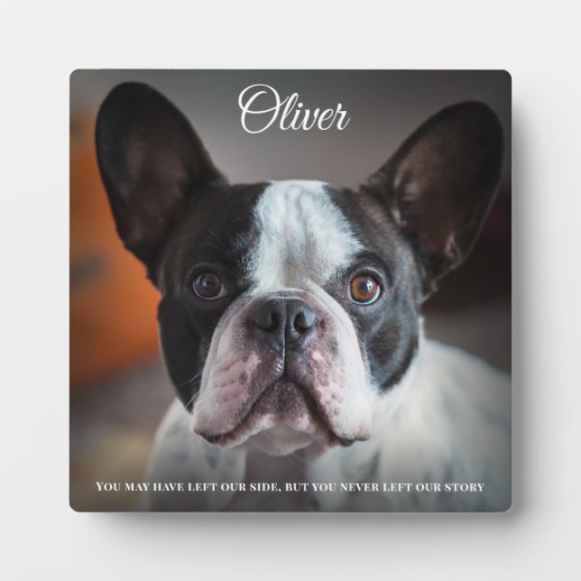 Pet Memorial Dog Loss Name Photo Quote Script Plaque (Front)