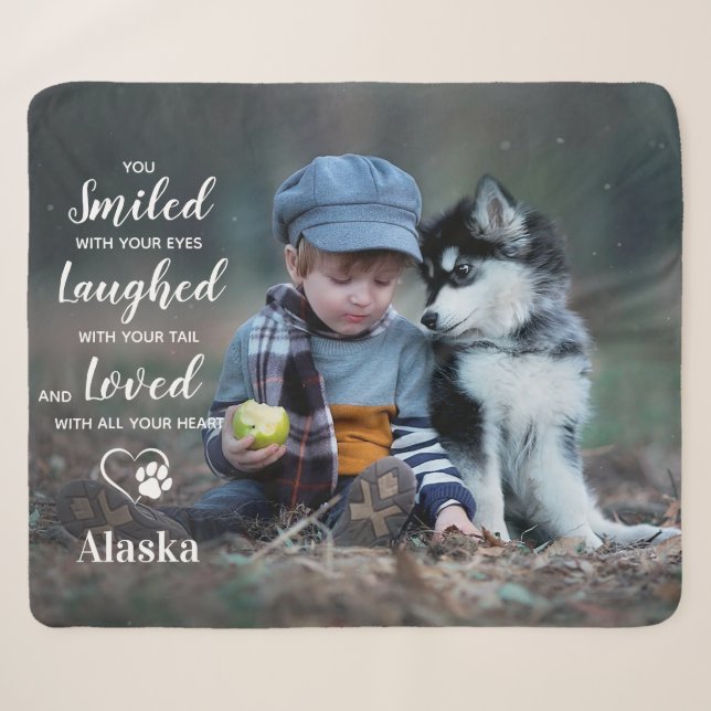 Pet Memorial Dog Loss Poem Custom Photo Sherpa Blanket (Front (Horizontal))