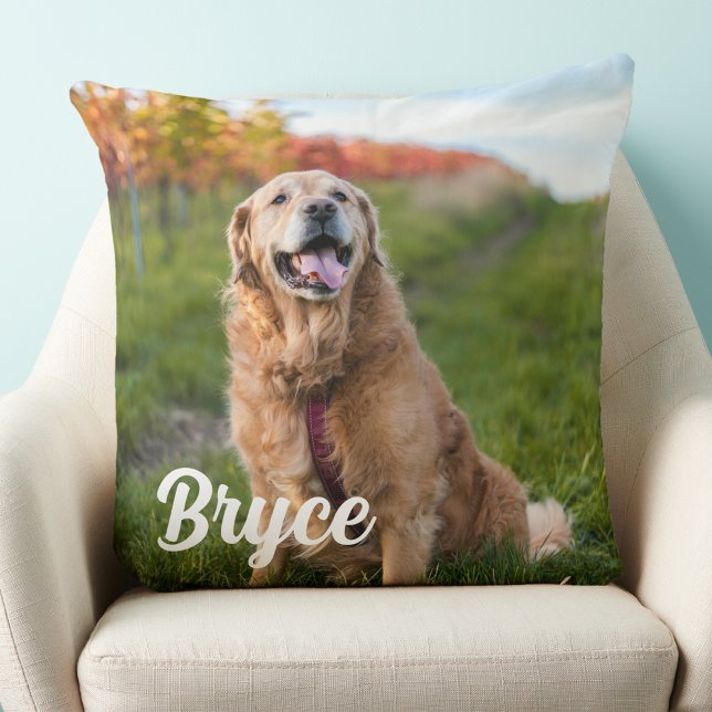 Pet Memorial Dog Lover Keepsake Photo Throw Pillow (Creator Uploaded)
