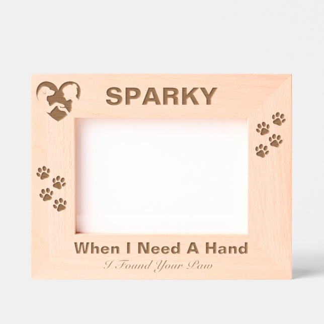 Pet Memorial Dog Paw Prints Custom Wood Photo  Etched Frames (Front)