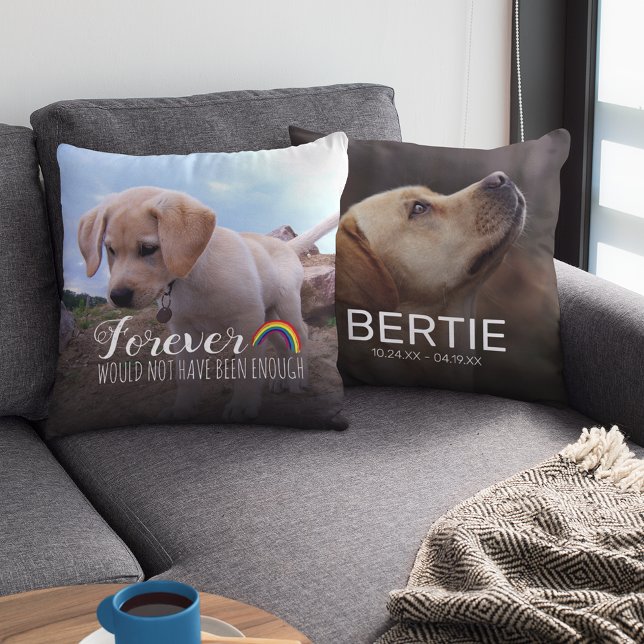 Pet Memorial | Dog Tribute 2 Photo Throw Pillow (Creator Uploaded)