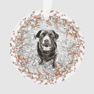 Pet Memorial Fall Wreath Name Dates Text Photo Ornament