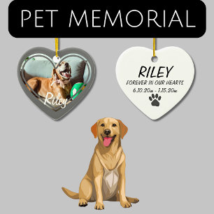Pet Memorial Forever Heart Keepsake Dog Photo Ceramic Ornament