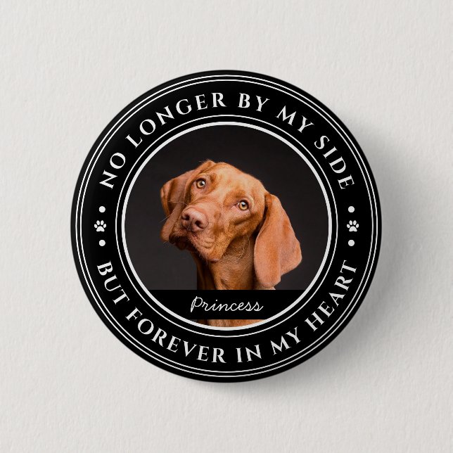 Pet Memorial Forever in my Heart Photo Keepsake 2 Inch Round Button (Front)