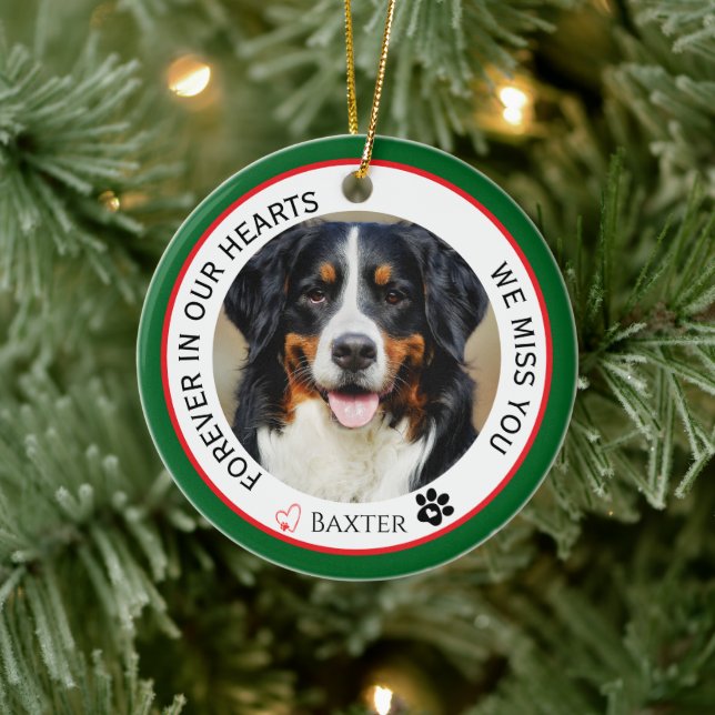 Pet Memorial Forever in Our Hearts  Ceramic Ornament (Tree)