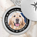 Pet Memorial Forever in our Hearts Custom Photo Locket Necklace<br><div class="desc">Honour your best friend with a custom photo memorial locket necklace. This unique pet memorials necklace keepsake is the perfect gift for yourself, family or friends to pay tribute to your loved one. We hope your dog memorial locket necklace will bring you peace, joy and happy memories. Quote "Forever in...</div>