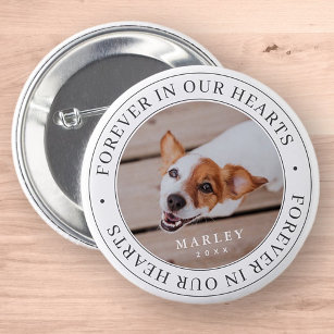 Pet Memorial Forever In Our Hearts Modern Photo 2 Inch Round Button