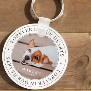 Pet Memorial Forever In Our Hearts Modern Photo Keychain