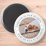 Pet Memorial Forever In Our Hearts Modern Photo Magnet<br><div class="desc">This simple and classic design is composed of serif typography and add a custom photo. "Forever in our hearts"</div>