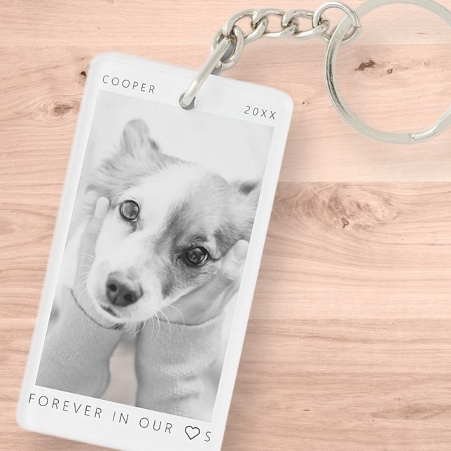 Pet Memorial Forever in our Hearts Simple Photo Keychain (Creator Uploaded)