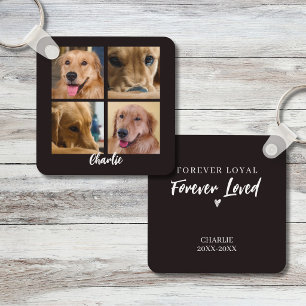 Pet Memorial Forever Loved 4 Photo Collage Keychain