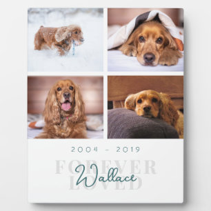 Pet Memorial Forever Loved Elegant 4 Photo Collage Plaque