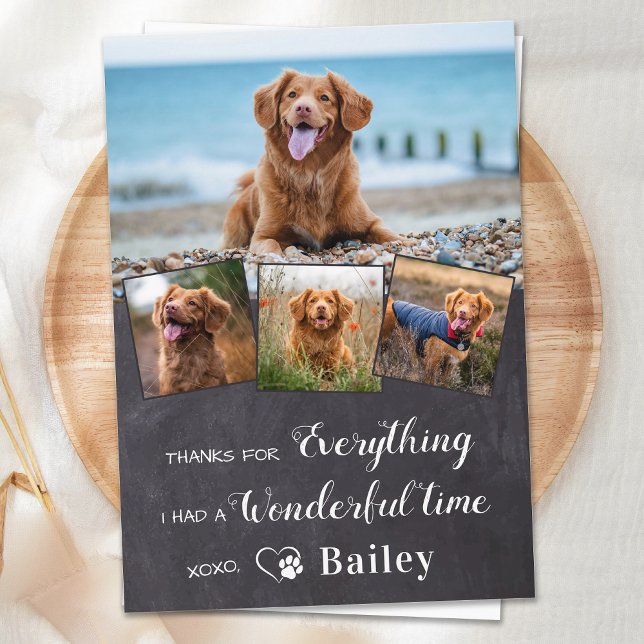 Pet Memorial From The Dog Personalized 4 Photo  Thank You Card (Creator Uploaded)