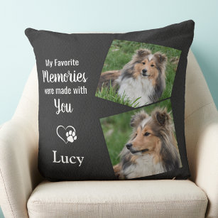 Pet Memorial Gift - Pet Loss Remembrance Dog Photo Throw Pillow