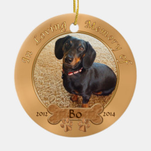 Pet Memorial Gifts Personalized 2 PHOTOS, 3 TEXT Ceramic Ornament
