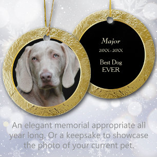 Pet Memorial Gold Foil Frame Photo Keepsake Ceramic Ornament