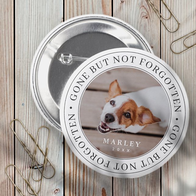 Pet Memorial Gone But Not Forgotten Modern Photo 2 Inch Round Button (Creator Uploaded)
