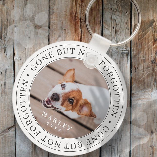 Pet Memorial Gone But Not Forgotten Modern Photo Keychain (Creator Uploaded)