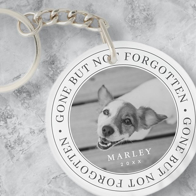Pet Memorial Gone But Not Forgotten Modern Photo Keychain (Creator Uploaded)