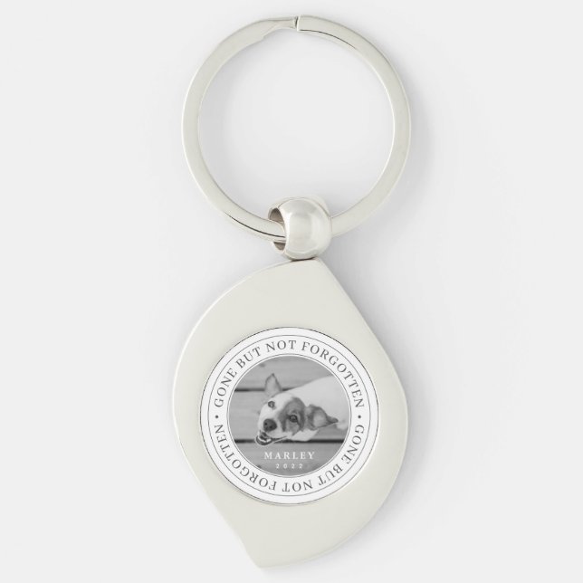 Pet Memorial Gone But Not Forgotten Modern Photo Keychain (Front)