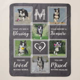 Pet Memorial Gray Photo Collage Sherpa Blanket