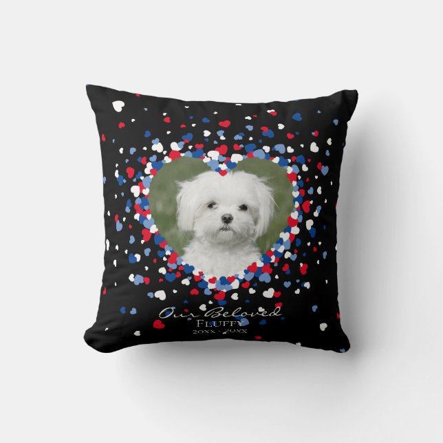 Pet Memorial Heart of Hearts Confetti Patriotic Throw Pillow (Front)
