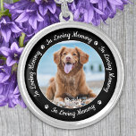 Pet Memorial In Loving Memory Custom Dog Photo  Silver Plated Necklace<br><div class="desc">Honour your best friend with a custom photo pet memorial necklace . This unique memorial keepsake is the perfect gift for yourself, family or friends to pay tribute to your loved one. This dog memorial necklace features a simple black and white design with decorative script. Quote "In Loving Memory". Customize...</div>