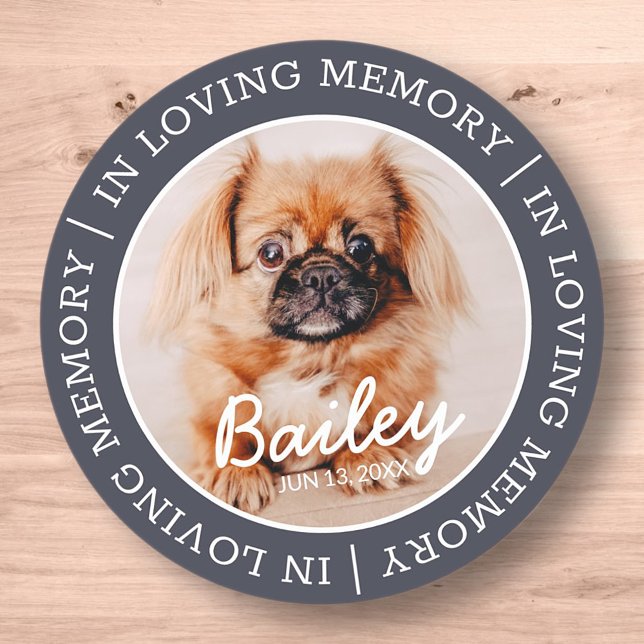 Pet Memorial In Loving Memory Modern Custom Photo Classic Round Sticker (Creator Uploaded)