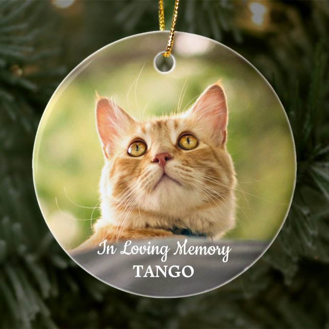 Pet Memorial In Loving Memory Simple Cat Photo Ceramic Ornament (Creator Uploaded)