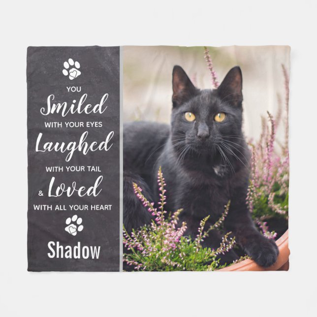 Pet Memorial Keepsake Cat Photo Fleece Blanket (Front (Horizontal))