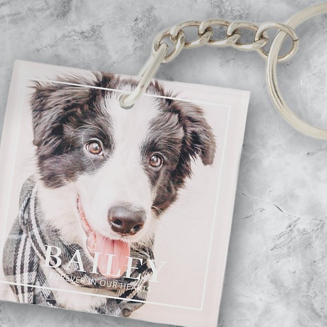Pet Memorial Keepsake Forever In Our Hearts Photo Keychain (Creator Uploaded)