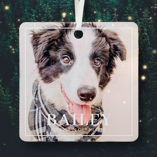 Pet Memorial Keepsake Forever In Our Hearts Photo Metal Ornament (Creator Uploaded)