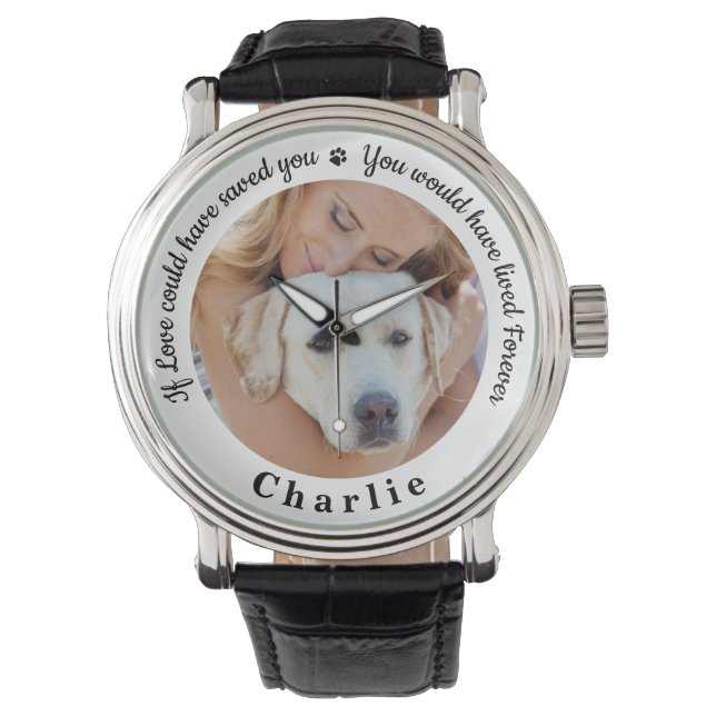 Pet Memorial Keepsake Personalized Dog Photo Watch (Front)