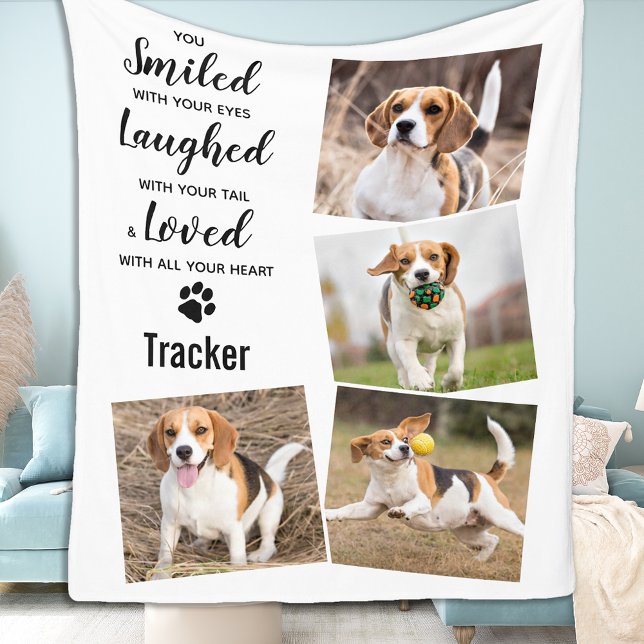 Pet Memorial Keepsake Photo Collage Fleece Blanket (Creator Uploaded)