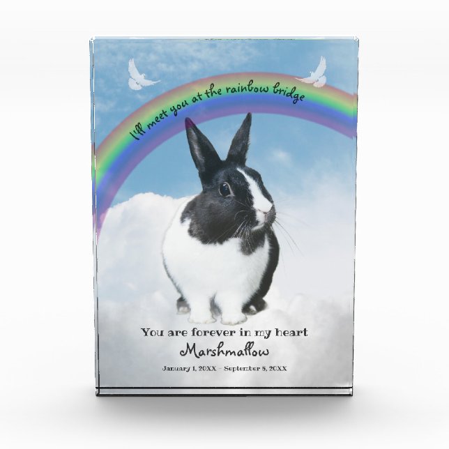 Pet Memorial Keepsake Rainbow Bridge Photo Block (Front)