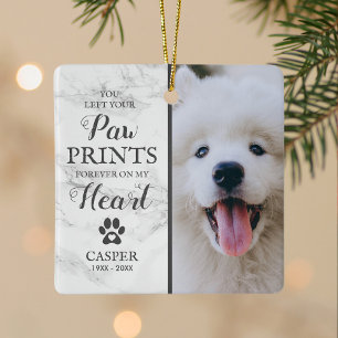 Pet Memorial Marble Photo Christmas Ornament