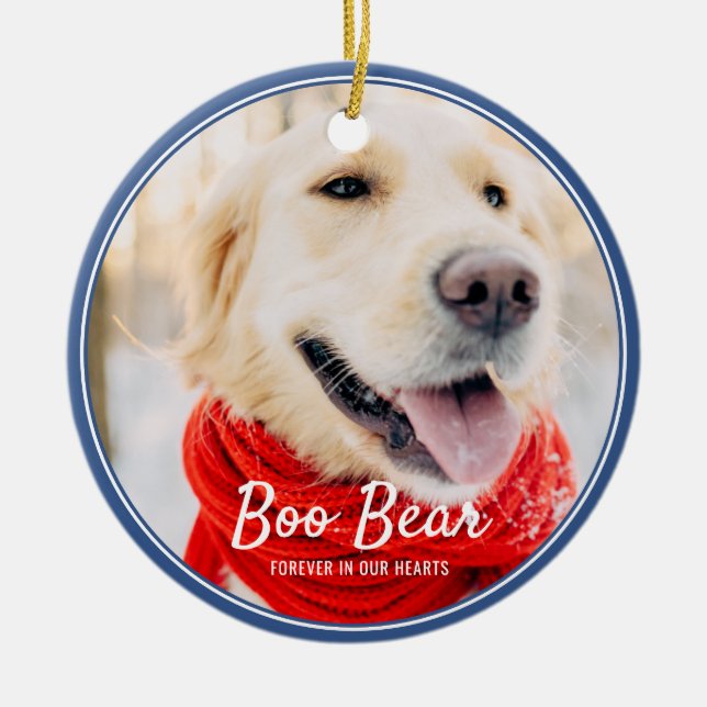 Pet Memorial Modern Frames Simple Photo Ceramic Ornament (Front)