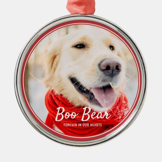 Pet Memorial Modern Frames Simple Photo Metal Ornament (Front)