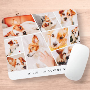 Pet Memorial Modern Simple Chic 9 Photos Collage Mouse Pad