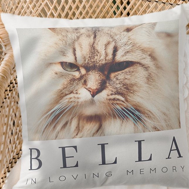 Pet Memorial Modern Simple Chic Family Photo Throw Pillow (Creator Uploaded)