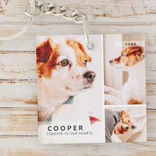 Pet Memorial Modern Simple Geometric Photo Collage Keychain