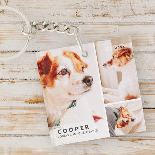 Pet Memorial Modern Simple Geometric Photo Collage Keychain