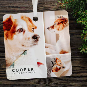 Pet Memorial Modern Simple Geometric Photo Collage Metal Ornament