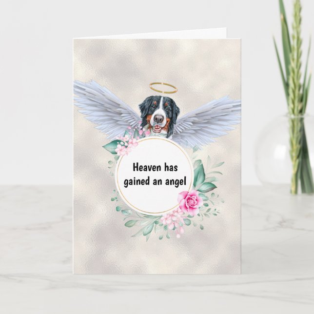 Pet memorial Mountain dog angel wings poem Card (Front)