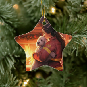 Pet Memorial Ornament,  Papillon Dog Mom Gift Ceramic Ornament