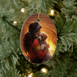Pet Memorial Ornament, Papillon Dog Mom Gift Ceramic Ornament