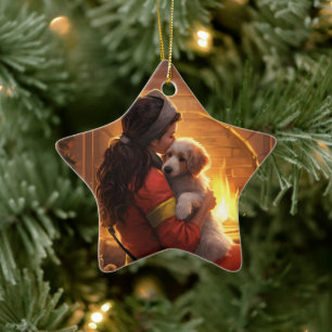 Pet Memorial Ornament, Papillon Dog Mom Gift Ceramic Ornament